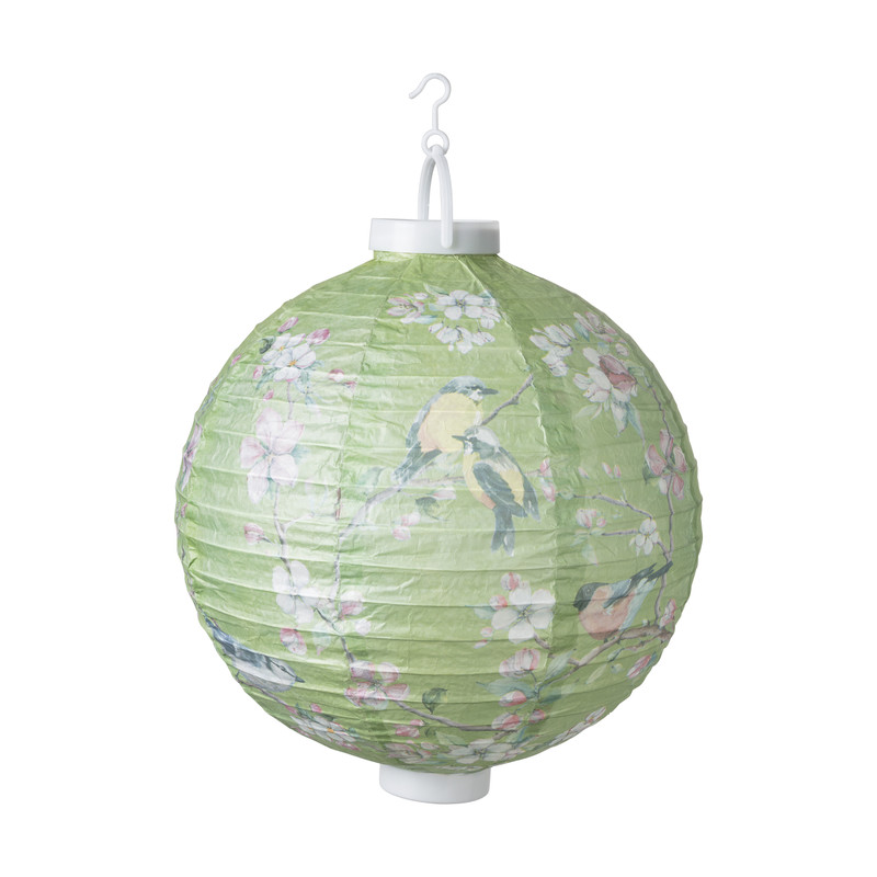 LED lampion met vogeltjes - groen - ø30 cm